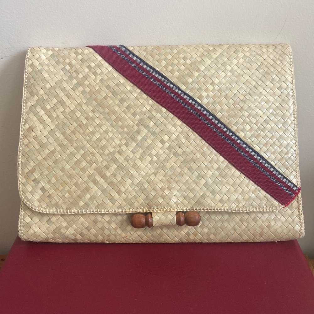 Vintage Woven Oversized Envelope Clutch